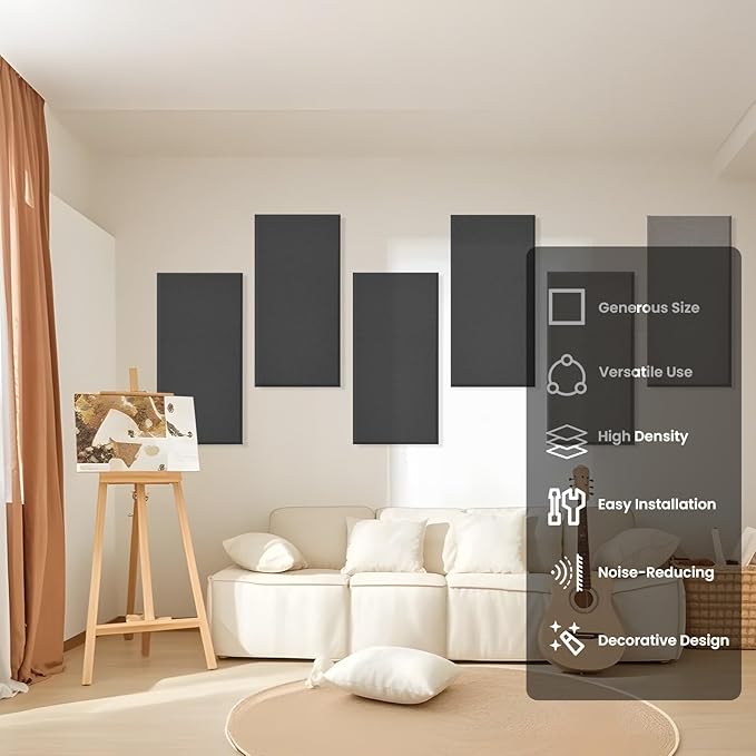 6 PCS Acoustic Panels, Large Soundproof Wall Panels, Professional Fiberglass - Image 8