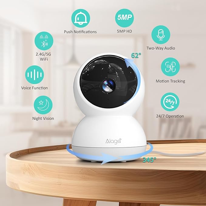 Indoor Camera, 3K HD Indoor Security Camera, 360° Pan/Tilt Pet Camera, 2-Way - Image 2