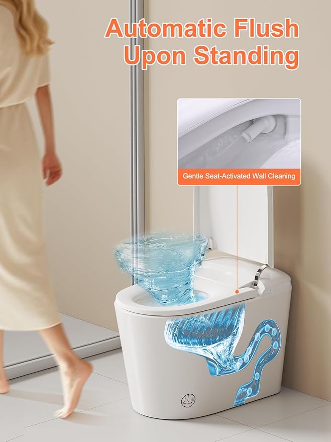 BAYTINA Smart Toilet with ADA Comfort Height Heated Seat, Night Light, Tankless - Image 4