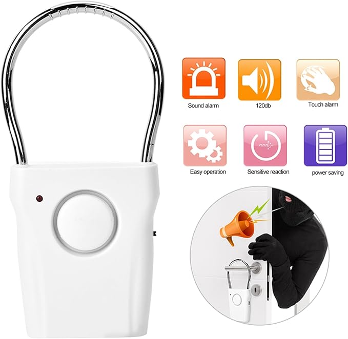 BORDSTRACT Door Handle Alarm, 120dB Vibration and Touching Triggered Portable - Image 7