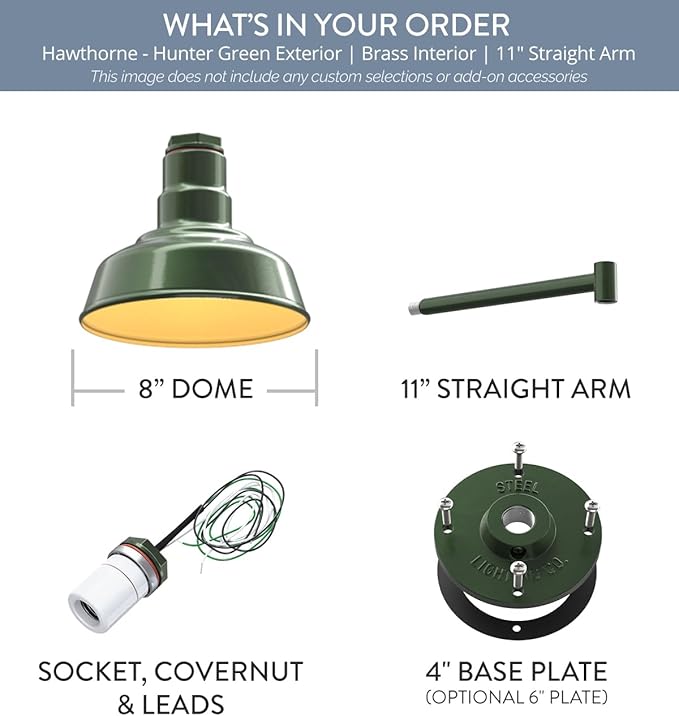 Steel Lighting Co. Hawthorne Barn Light | Outdoor Wall Mounted | 8 inch Dome | - Image 6