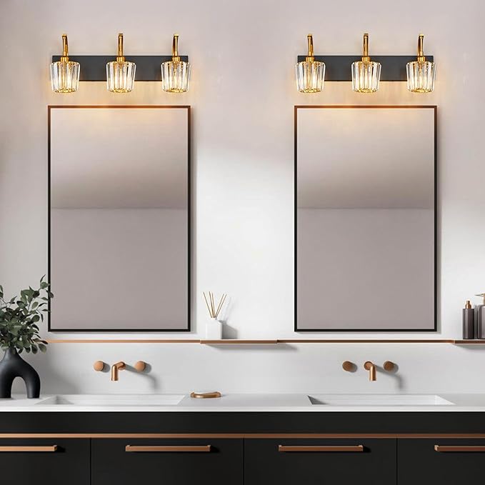 FDPBY Modern Bathroom Vanity Light, 3-Light Black Gold Wall Sconce - Image 6