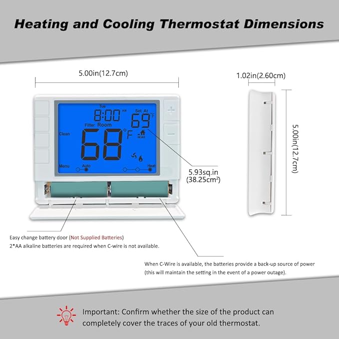 Thermostat for Home, Premium Heat Pump Room Temperature Controller, - Image 6