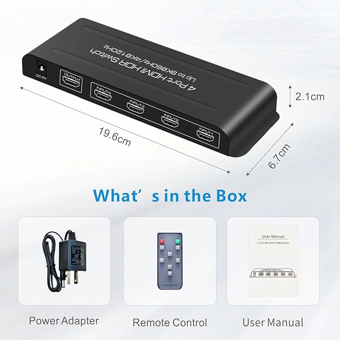 iArkPower 8K HDMI Switch 4 in 1 Out 4K@120Hz HDMI Switcher Support HDR10+ - Image 7
