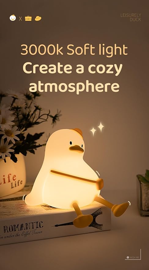 ATSUI Duck Night Light, Cute LED Squishy Novelty Animal Night Lamp, Food Grade - Image 6
