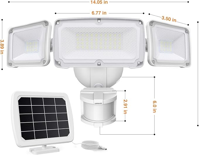 LEPOWER 1600LM LED Solar Security Lights Motion Outdoor, Motion Sensor Light - Image 8