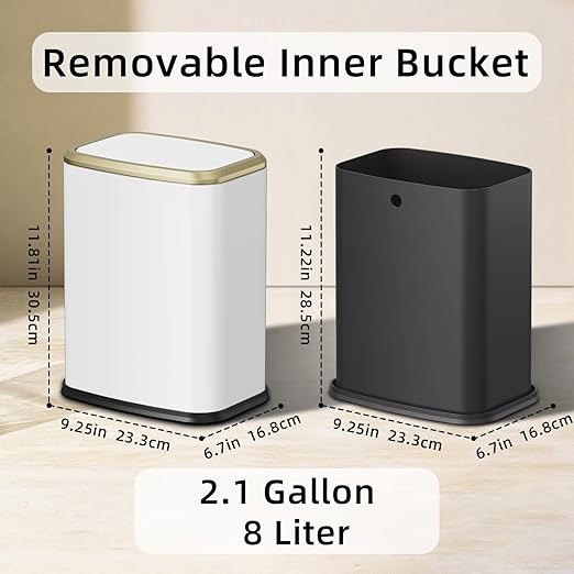 8L/2.1 Gallon Small Bathroom Trash Can - Image 6