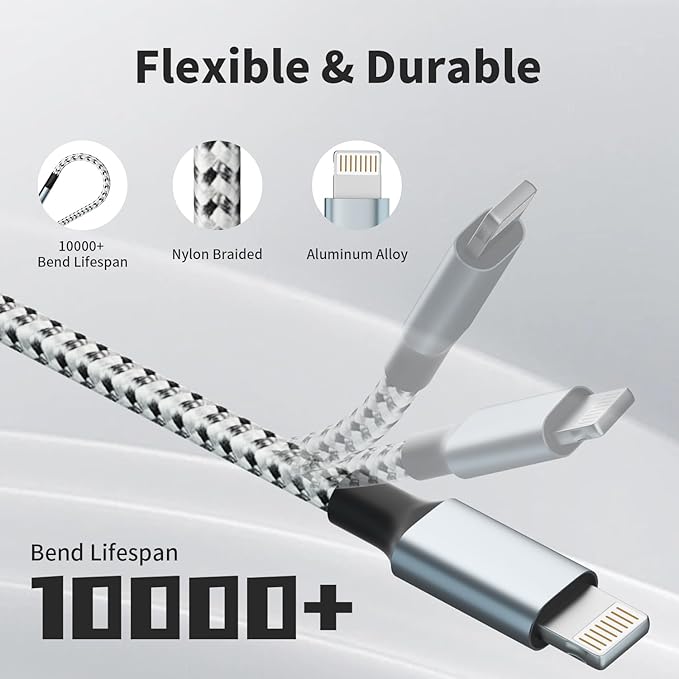 USB C Multi Charging Cable, 3 in 1 Charging Cable Nylon Braided Universal - Image 4
