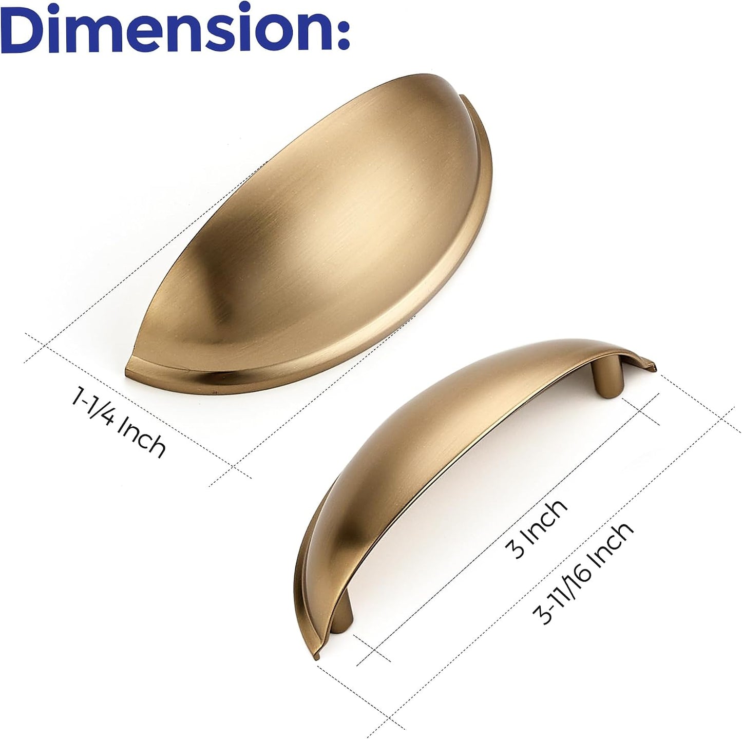 Ravinte Champagne Bronze Drawer Pulls Cabinet Cup Pulls 3 Inch 10 Pack | Kitchen Hardware, Cup Pull Shape, Cabinet Handles, Drawer Handles, Smooth Drawer Grip,For Dressers, Cupboards