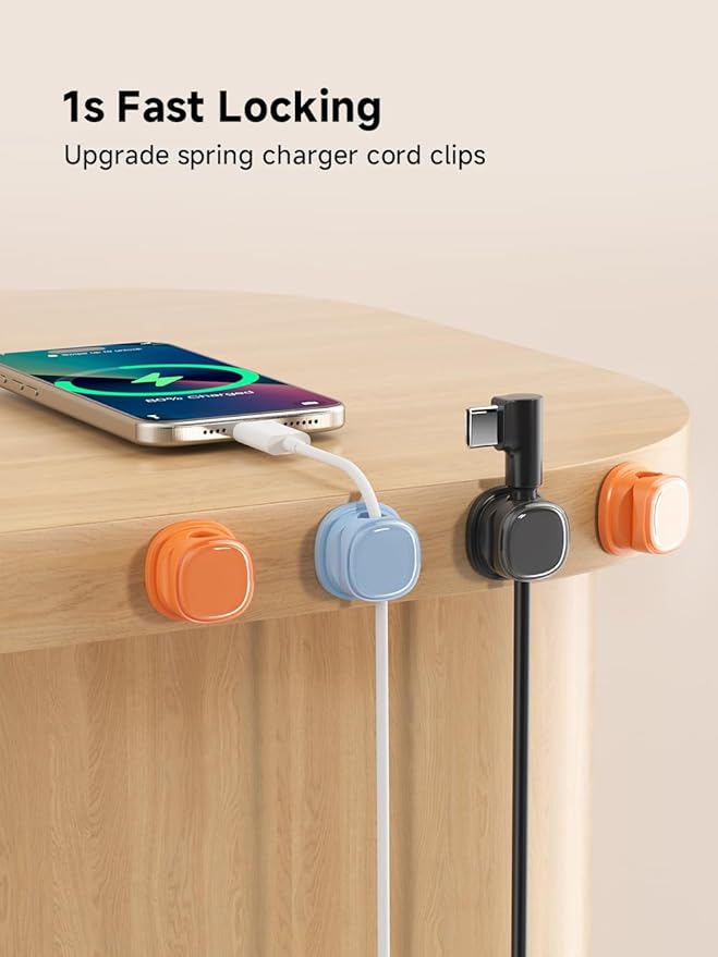 9 Pack Cord Organizer, Spring Cable Management, Adhesive Cute Cable Holder Clips - Image 4
