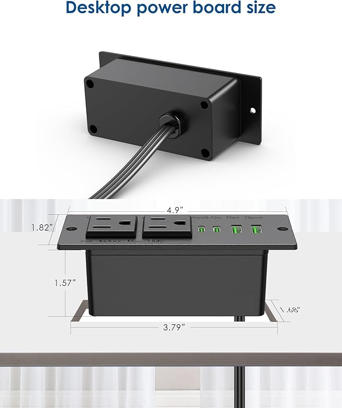 45W USB C Recessed Power Strip, Flush Mount Desk Recessed Outlet, Space-Saver - Image 7