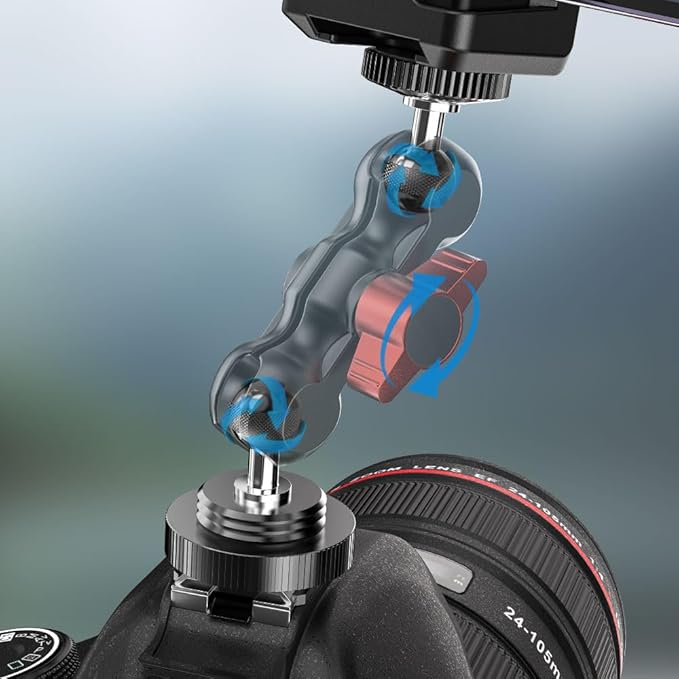 SOH Hot/Cold Shoe Phone Mount Holder, Universal 2 Ball Head Smartphone Mount - Image 4