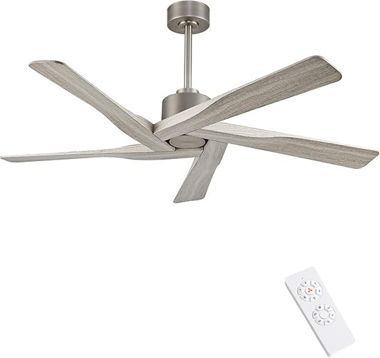 WINGBO 54" ABS DC Ceiling Fan No Light, 5 Blade Wood Grain ABS Ceiling Fan by HomePage