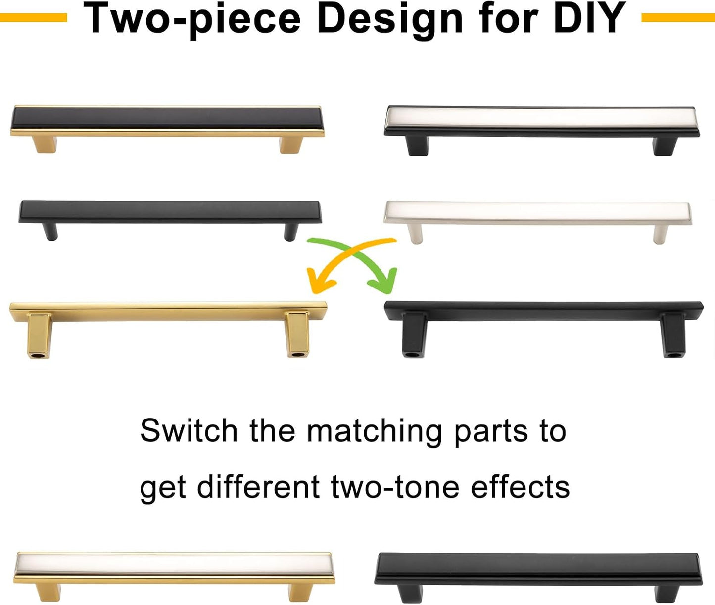 Nickel and Gold Cabinet Pulls Drawer Handles 5 Inch 10 Pack 2281 | Two Tone Drawer Pulls, Kitchen Cabinet Handles, Easy to Install, Zinc Alloy Hardware for Dressers Cupboards Bathroom Vanity