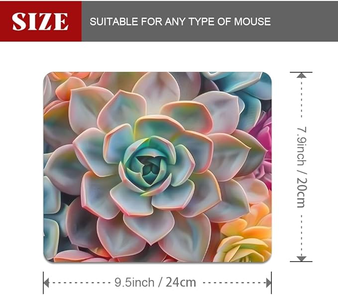 Succulent Square Mouse pad, Waterproof, Anti Slip Rubber Base, Computer Mouse - Image 2