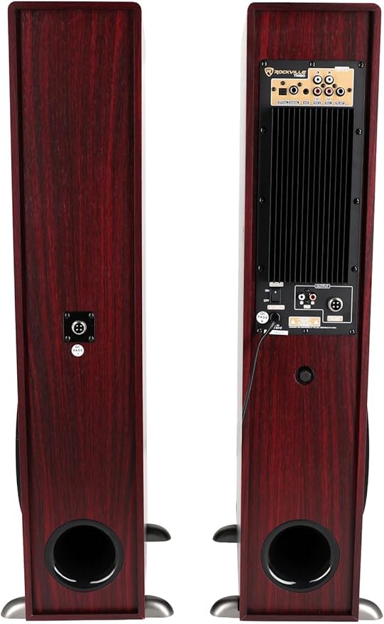 Rockville TM80C Powered Home Theater Tower Speaker System, Cherry Wood - Image 4