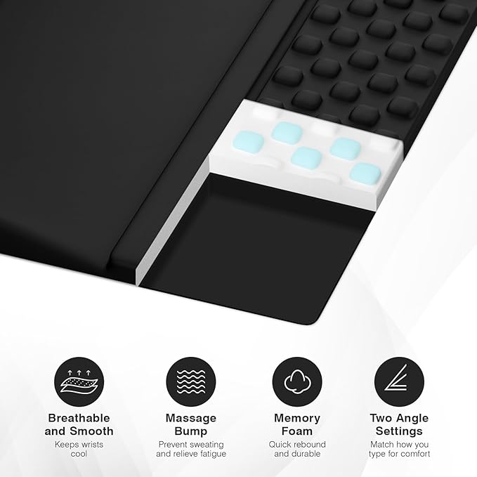 Ospelelf Ergonomic Mouse Pad and Keyboard Stand Wrist Rest Set, Memory Foam - Image 4