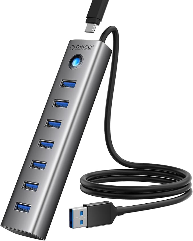 ORICO 7-Port USB 3.0 Hub, Aluminum USB Multiple Adapter, 5Gbps USB Extender USB by ORICO