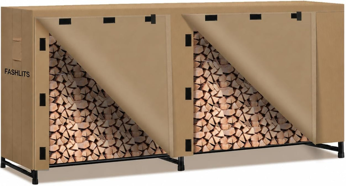 8ft firewood rack cover, waterproof heavy duty 600d, main product view
