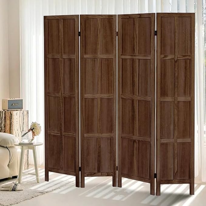 ALeesing 4 Panel Room Divider, 5.6Ft Wood Room Dividers and Folding Privacy by ALeesing