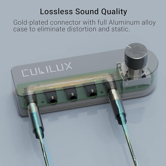 Cubilux Bidirectional 3.5mm Audio Switcher, Stereo 1/8” Aux Selector Box - Image 4