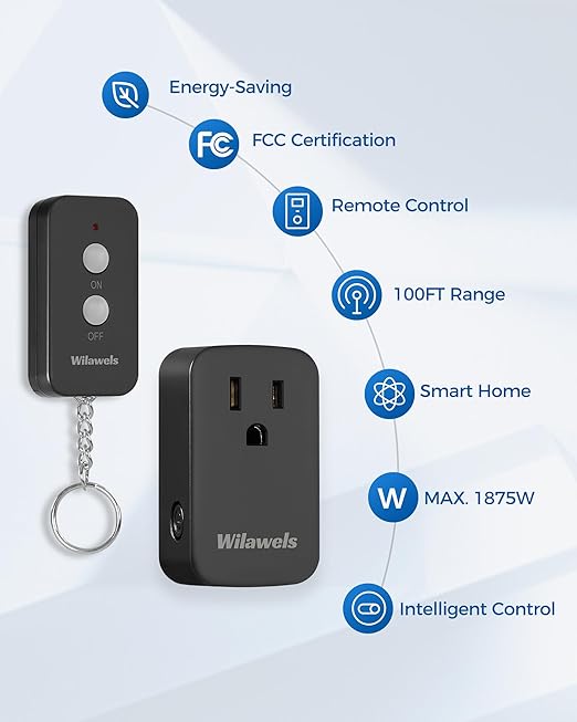 Remote Control Outlet Plug Wireless On Off Power Switch, Programmable, 100ft RF - Image 4