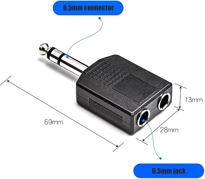 Sairps 1/4 Audio Splitter TRS Stereo Plug Interconnect Audio One Male 6.35mm - Image 2