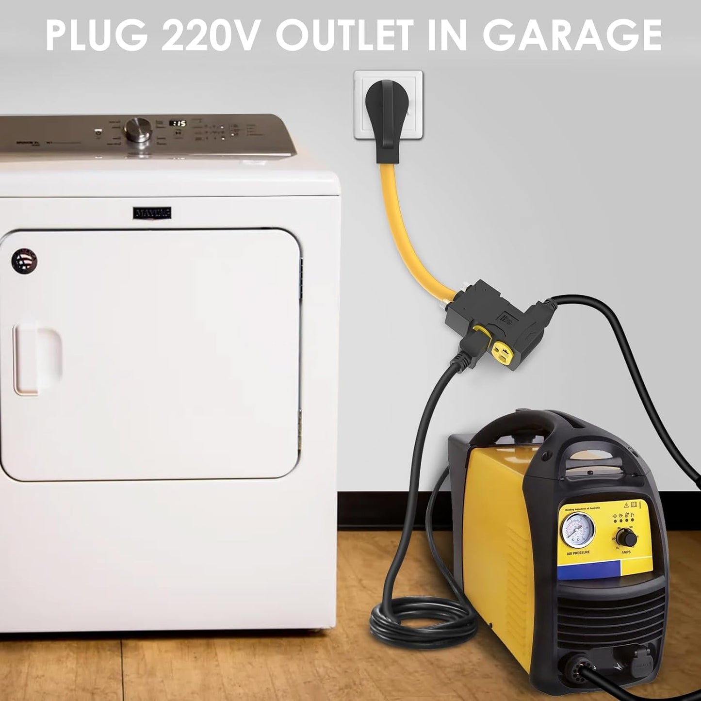 [240V to 120V] 30 Amp to 20 Amp 110 Adapter with Circuit Breaker Dryer Adapter Cord Distribution NEMA 14-30 Adapter to 4X 5-15R/5-20R T-Blade Multiple Use ETL Listed 1.5 FT Household Outlet