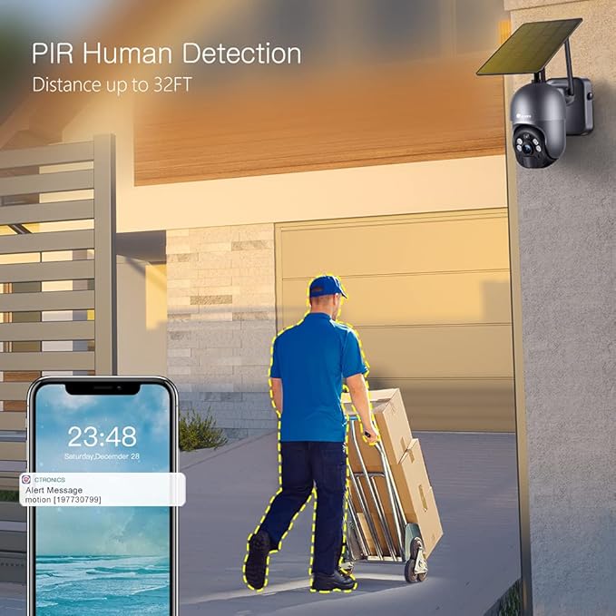 Ctronics 3MP Solar Security Camera Wireless Outdoor WiFi, PTZ Surveillacne - Image 3