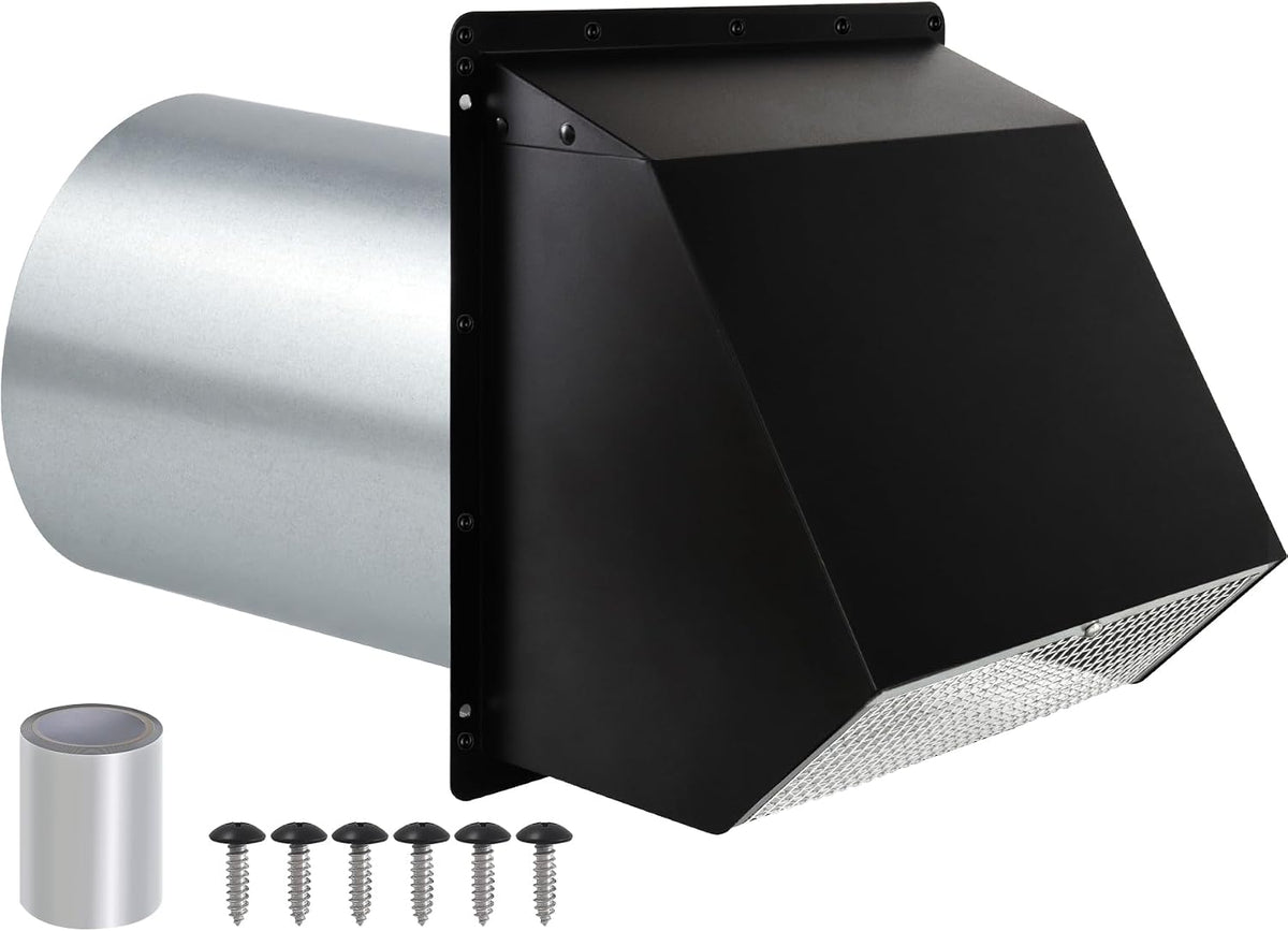 4 Inch Hooded Wall Vent with Screen and Damper, Outdoor Dryer Vent Cover