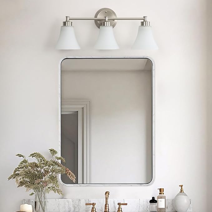 LOUSACE 3 Light Bathroom Vanity Light Vintage Brushed Nickel Bathroom Lighting - Image 2
