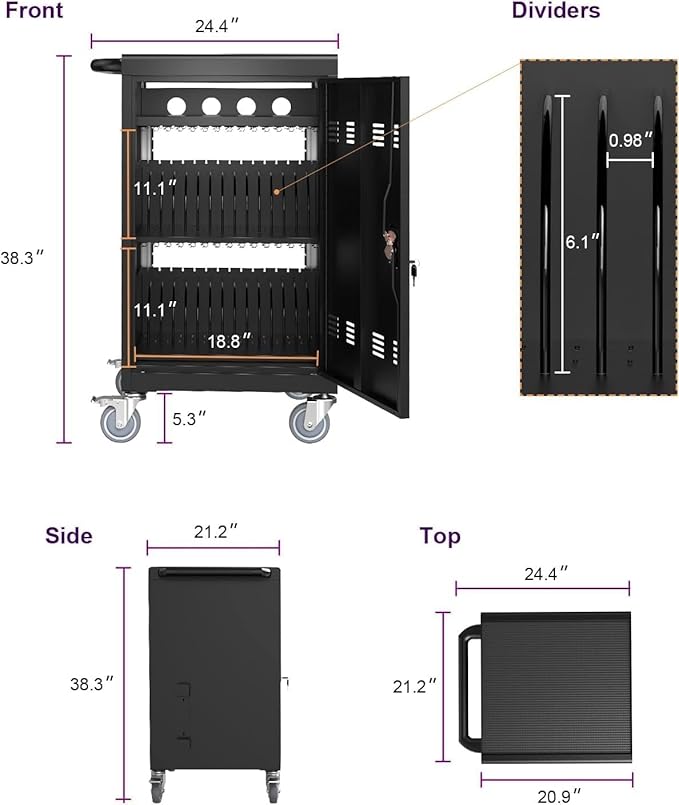 TIOPLY Laptop Charging Cart, 32 Device Tablet Storage Carts - Image 6