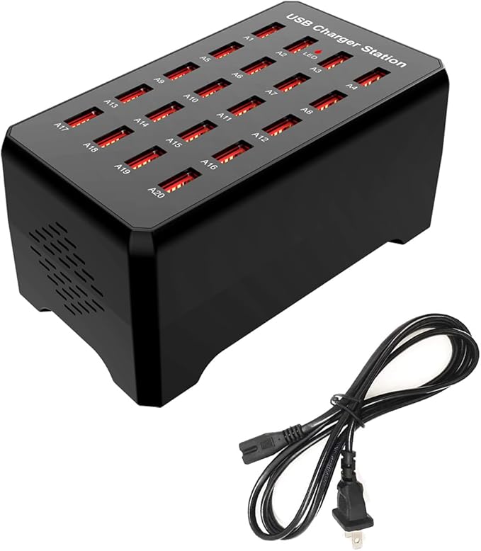 MaxLax 20-Port USB Charger Station, Compatible by MaxLax