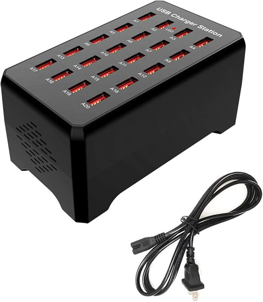 MaxLax 20-Port USB Charger Station, Compatible by MaxLax