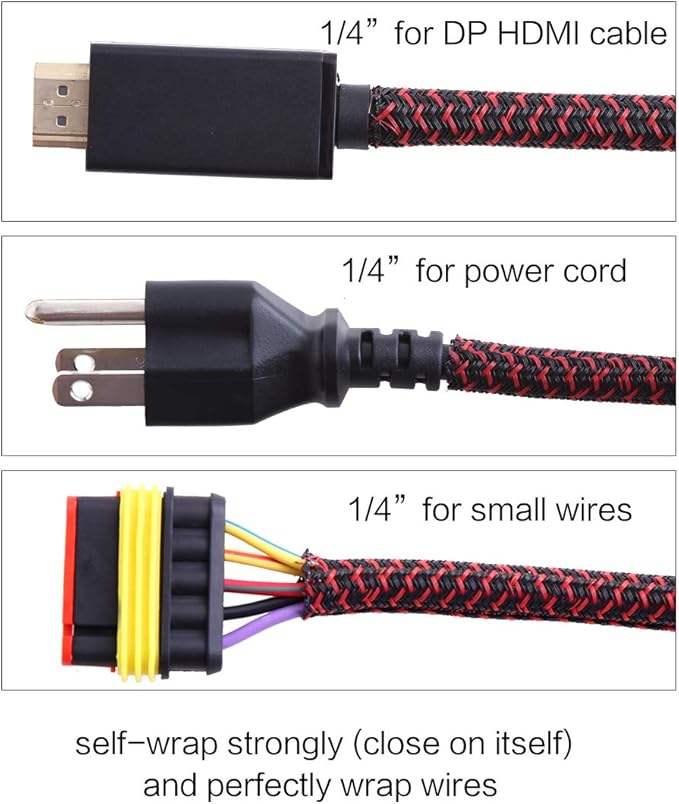 Alex Tech 10ft - 1/4 inch Cord Protector Wire Loom Tubing Cable Sleeve Split - Image 3