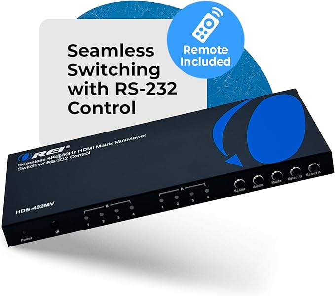 OREI Quad Multi HDMI Viewer 4 in 2 Out, HDMI Matrix Switcher 4 Ports Seamless - Image 3
