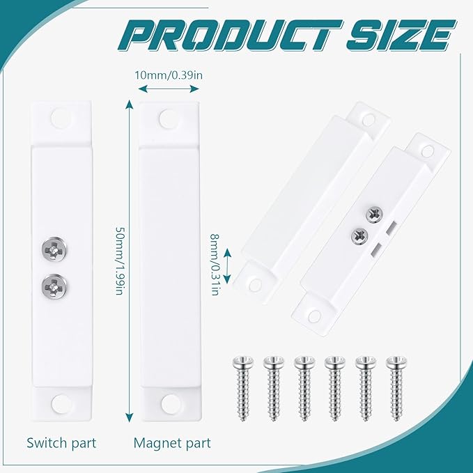 Tellegloww 20 Sets NC Wired Surface Mounted Alarm Magnetic Door Contact Sensor - Image 2