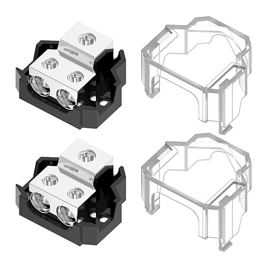 Distribution Block, Malictele 2 Way Power Distribution Block 1x 0/2/4 Gauge by Malictele