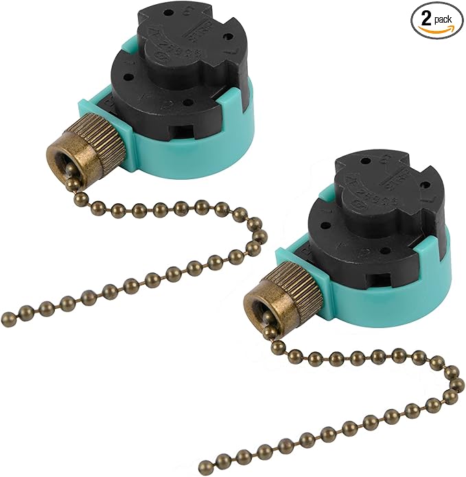 2 Pack Ceiling Fan Switch 3 Speed 4 Wire Zing Ear ZE-268S6, Ceiling Fan Pull by Bsentster