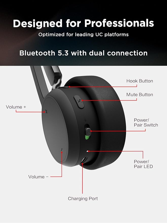 Lenovo Wireless Stereo Headset, Noise Cancelling Mic, 31-Hour Talk & 60-Hour - Image 7