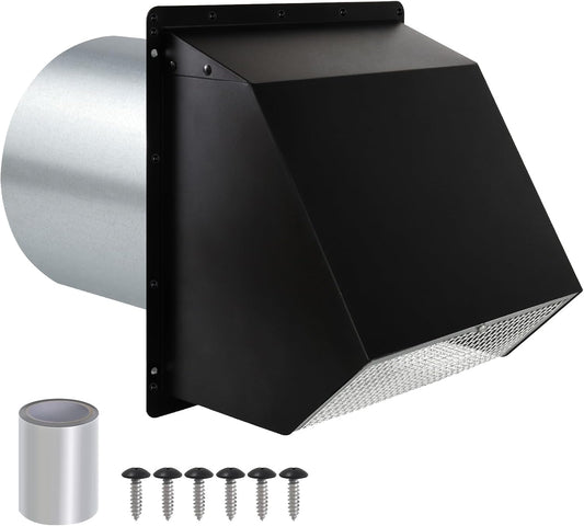 12 Inch Wall Vent Hood Exhaust Vent Cover Cap Outdoor Hooded Wall Vent