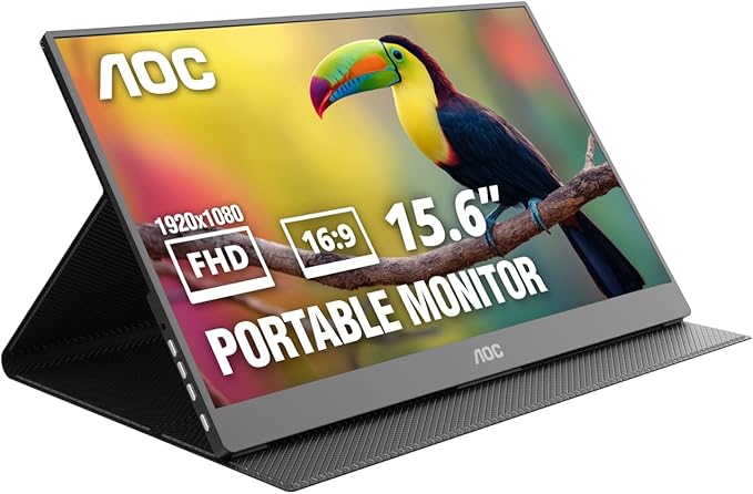 AOC 16T20 Portable Monitor 15.6" FHD 1080p IPS Display, USB-C Portable Laptop by AOC