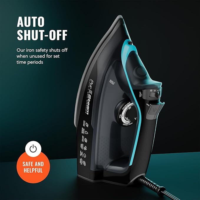 Pursteam SteamBurst+ 1750W Steam Iron, Ceramic Soleplate, Adjustable Steam - Image 8