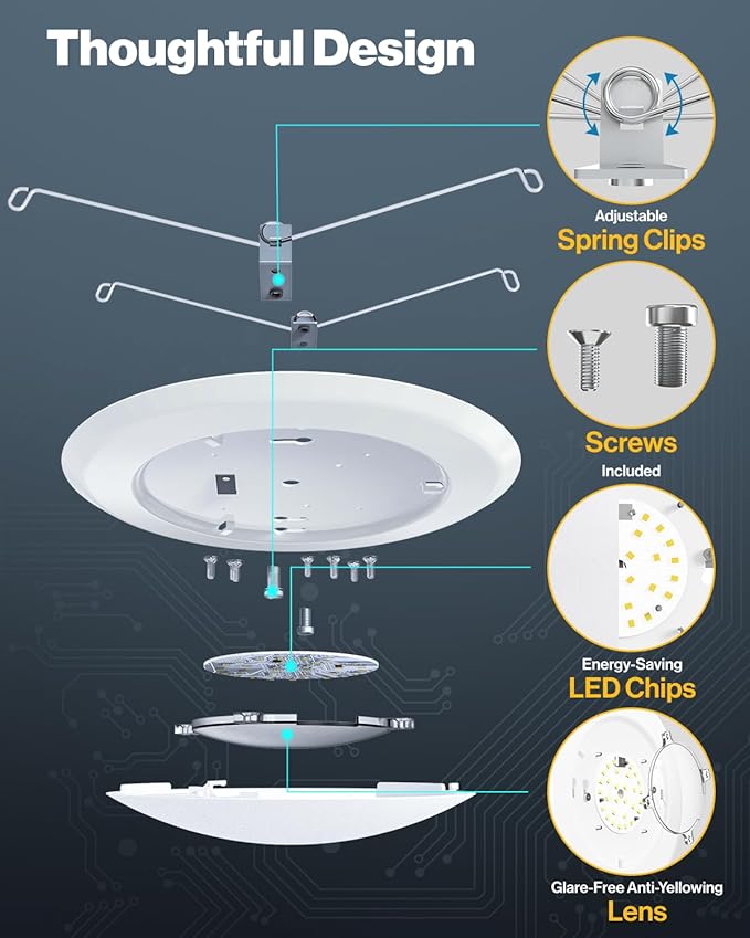 Sunco 48 Pack LED Disc Lights Ceiling 6 Inch, Flush Mount Disk Light, Recessed - Image 7