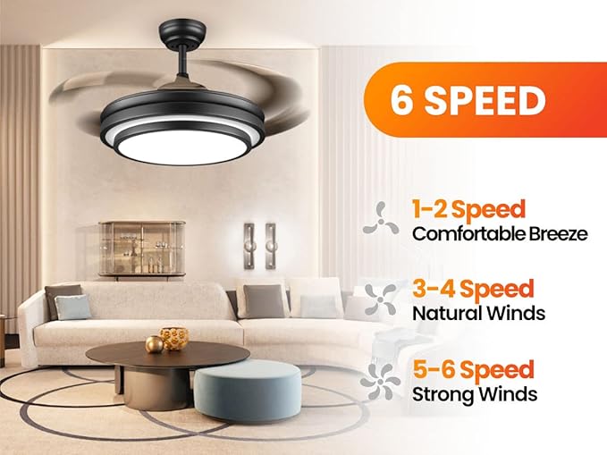 LIGHTIMES 36 Inche Modern Black Ceiling Fan - Image 3