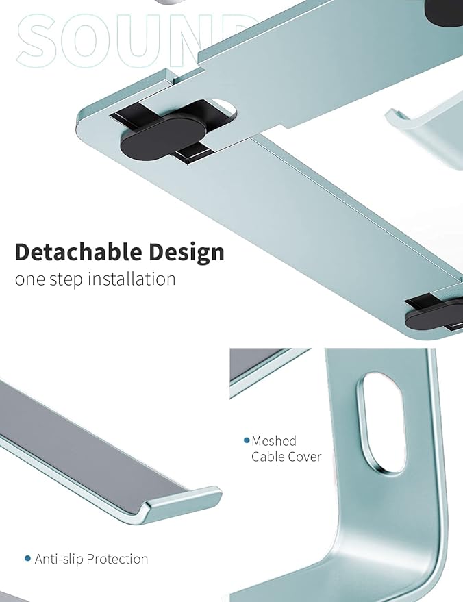 SOUNDANCE Laptop Stand, Aluminum Computer Riser, Ergonomic Laptops Elevator - Image 5