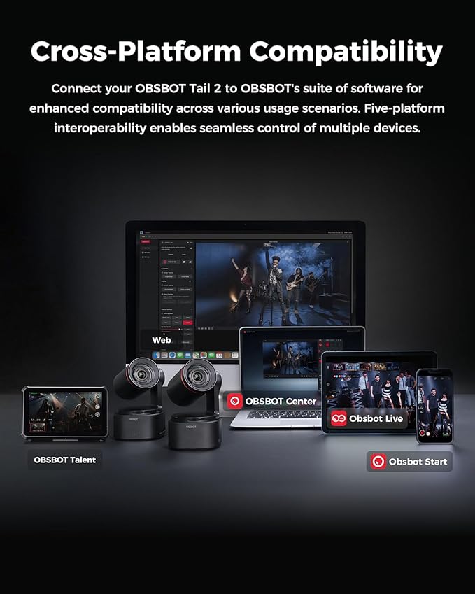 OBSBOT Tail 2 PTZR NDI Camera 4K@60FPS, Pro AI Tracking, 1/1.5" CMOS, 5X - Image 8