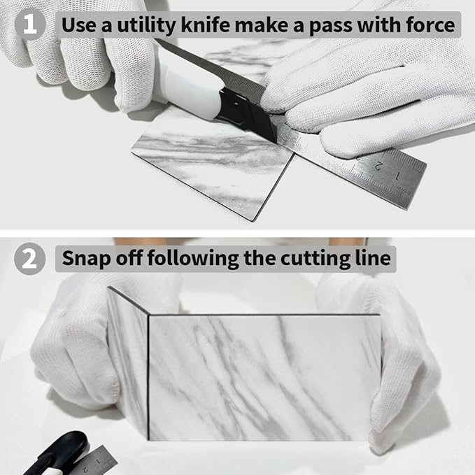 AULIGET 4-Piece White Marble Look Peel and Stick Backsplash Wall Tiles - Image 7