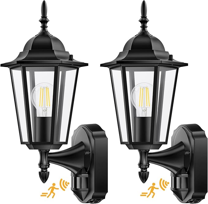 Lamomo 2 Pack Motion Sensor Outdoor Lights, Upgrade Dusk to Dawn Exterior Light by Lamomo