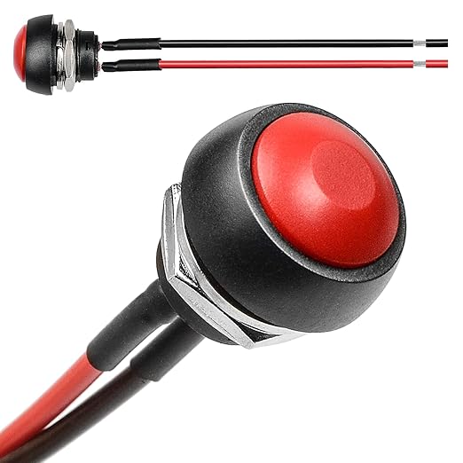 QTEATAK 1/2" Pre-Wired Mounting Hole On/Off Red Mini Round Waterproof Momentary by QTEATAK